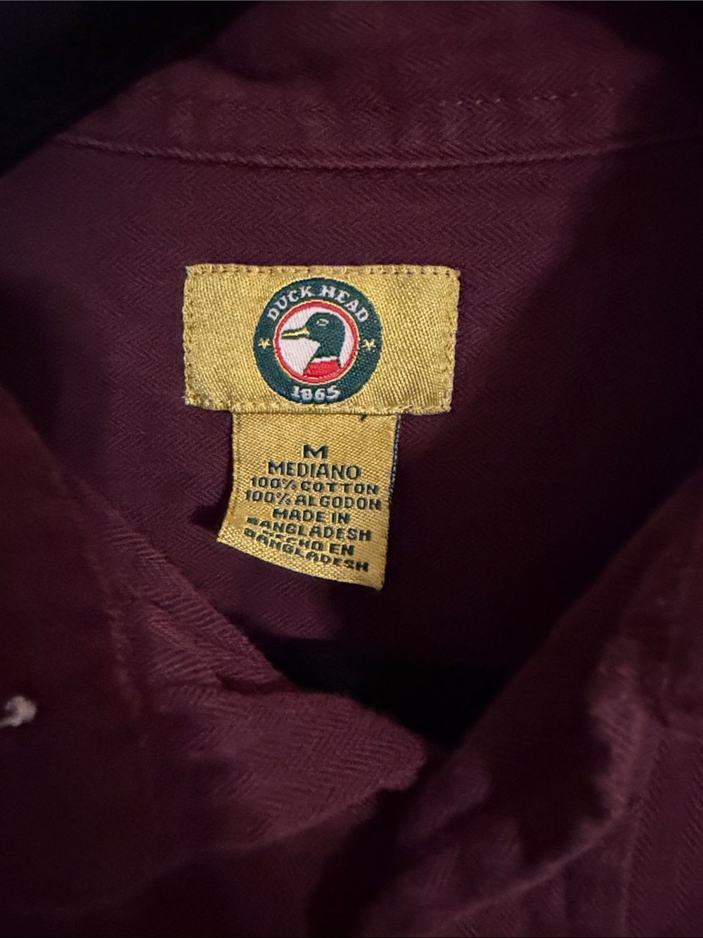 Duck Head Boys Maroon Burgundy Long Sleeve Button Down Shirt Kids Size Medium - Picture 2 of 6